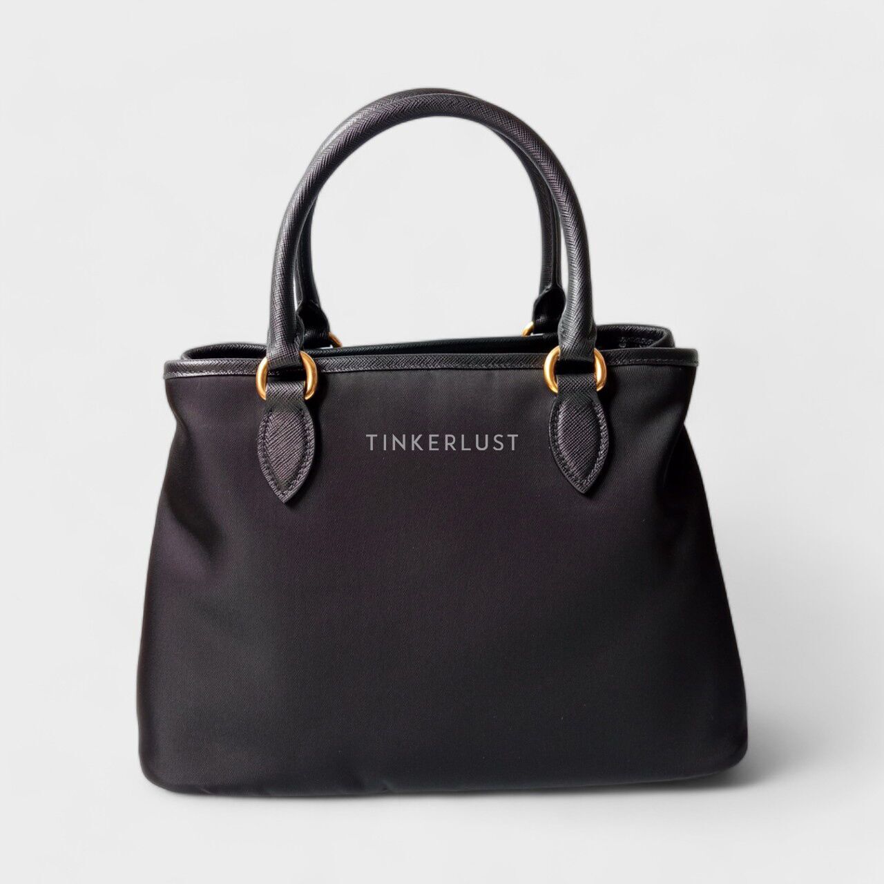 tas satchel Prada 1BA173 Borsa A Mano Nero Tessuto Saffiano